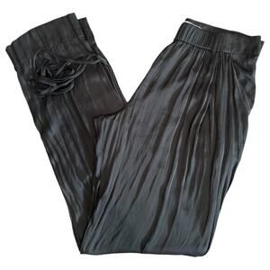 Raquel Allegra Women’s Size 1 S Black Crinkle Silky Pull On Tie Ankle Pants